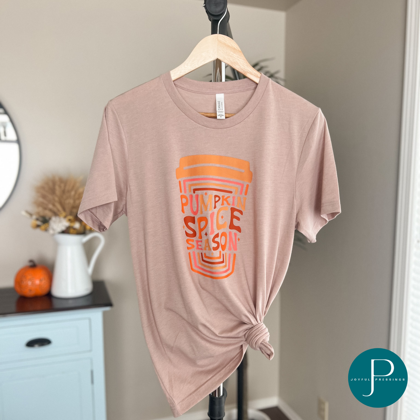 Display of Pumpkin Spice Season graphic t-shirt..