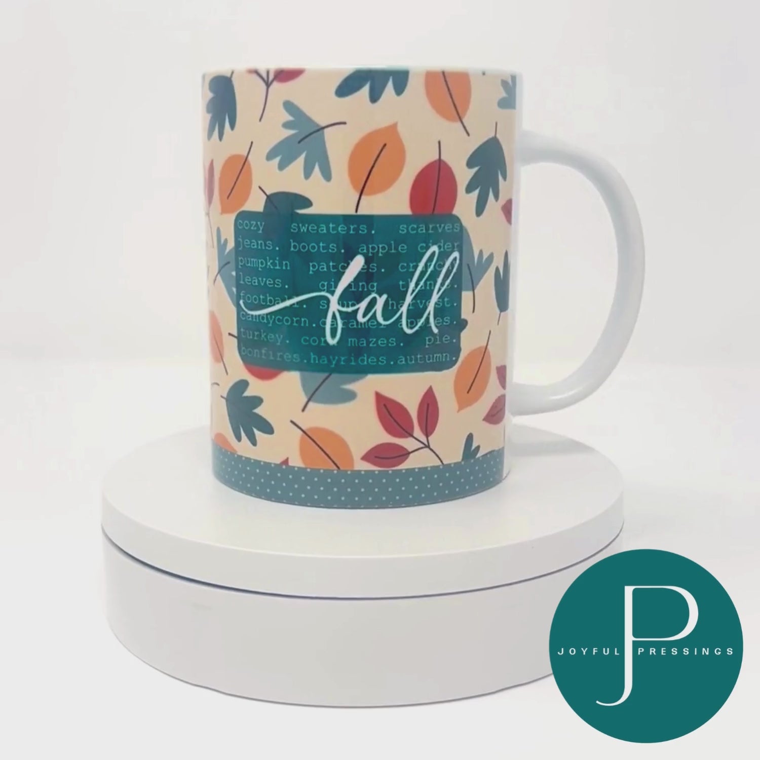 video of Fall mug rotating around