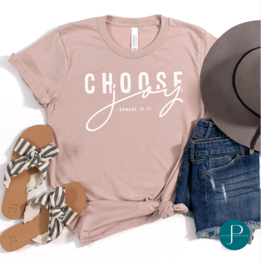 choose joy written on a pink gravel tshirt mockup 