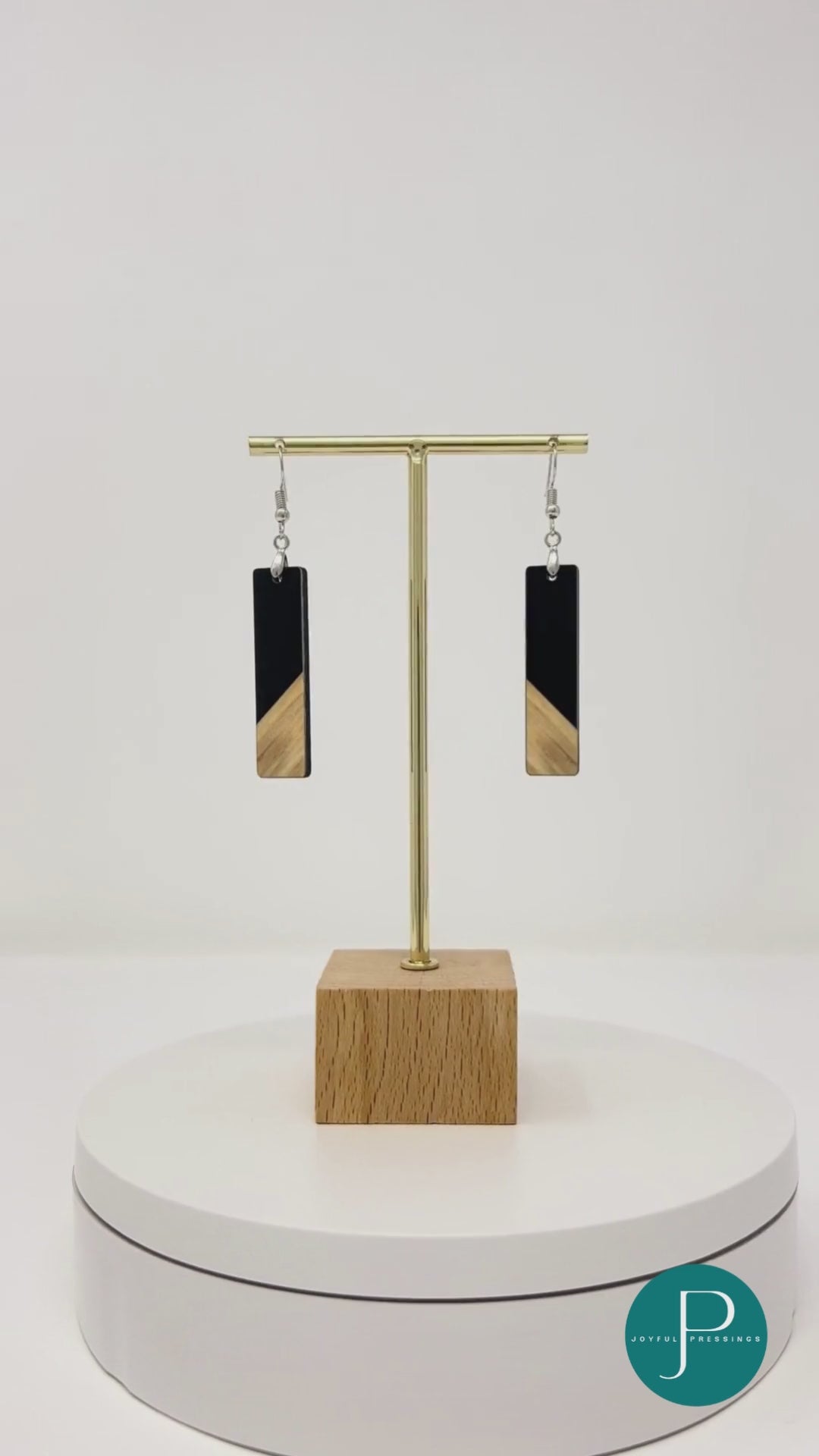 video black and wood bar earrings