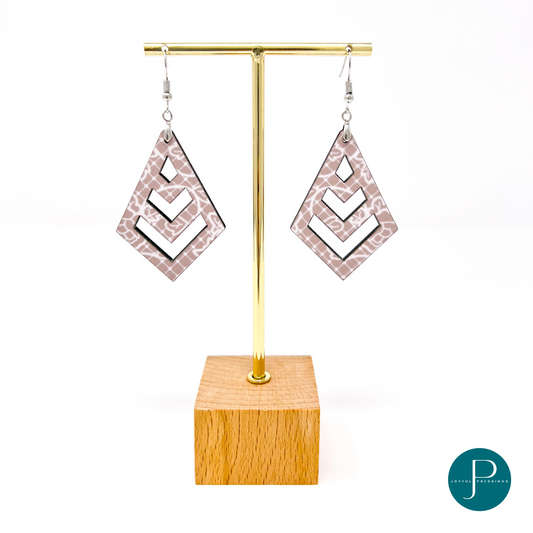 mockup of light pink lace macrame earrings.